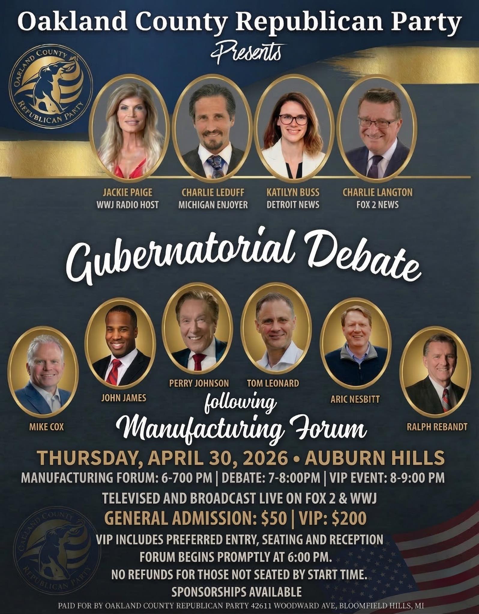 Oakland County Republican Party Gubernatorial Debate